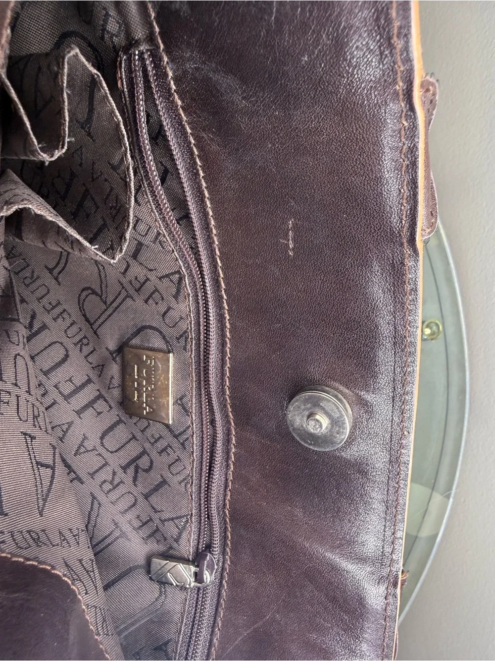 Furla Leather Tote Bag - Brown